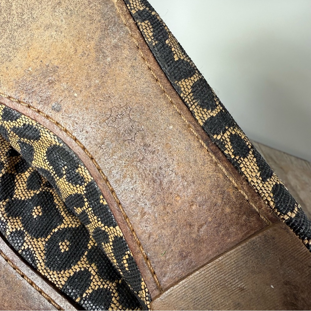 TORY BURCH‎ AADEN Ballet Leopard Raffia Gold Logo Hardware Size 9 M - Picture 7 of 8